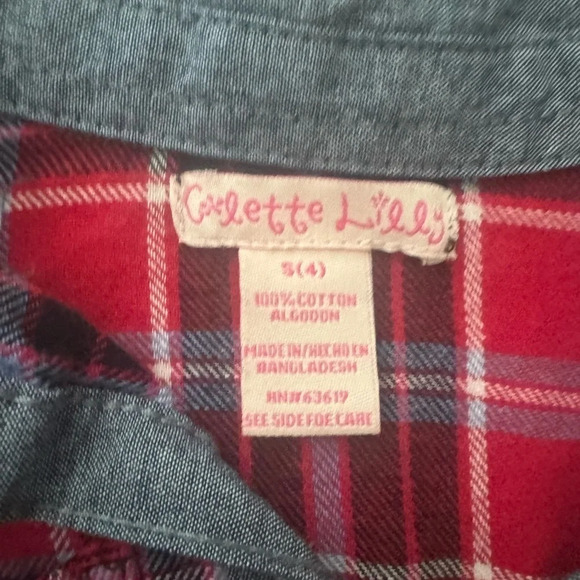 Collette Lilly flannel with denim trim shirt 4T - Picture 4 of 4